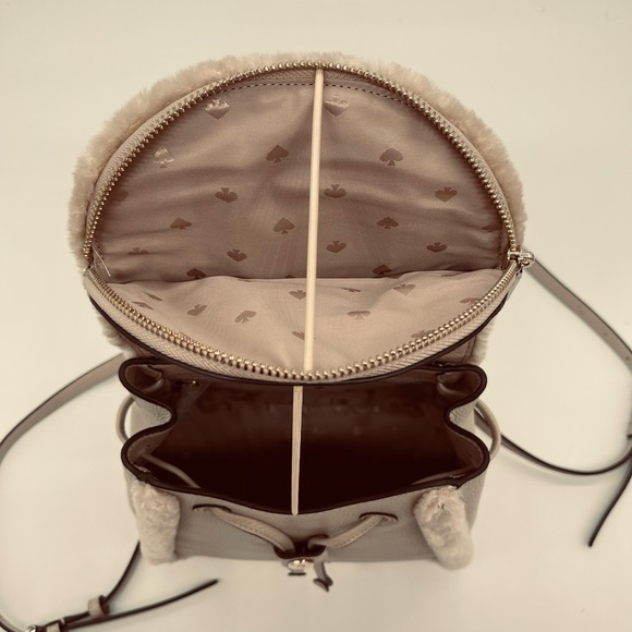 Kate Spade Leila Medium Flap Backpack Faux Shearling - Picture 9 of 11